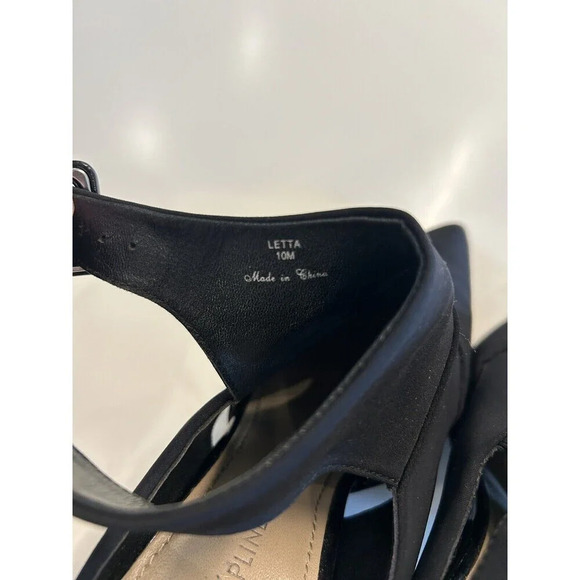 Donald J. Pliner Letta Heels Black Pointed Toe Slingback Block Heel Strappy 10 - Picture 6 of 10